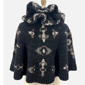 RALPH LAUREN BLUE LABEL HAND KNIT PONCHO CAPE IN BLACK SZ XSS STORED MOTHBALLS